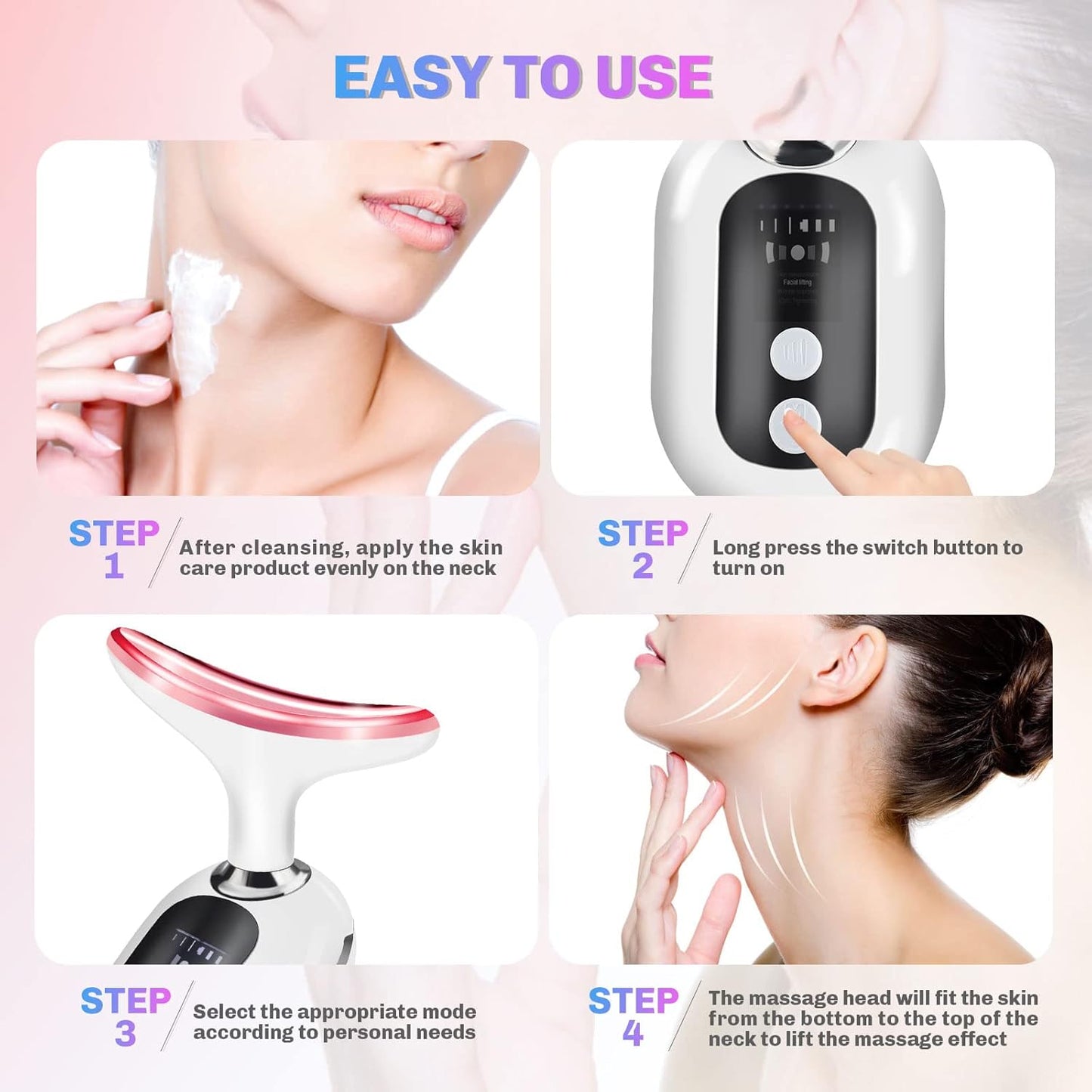 Face Firming Device for Neck Face, 4 Modes Face Lifting Device, 3 in 1 Portable Face Massager for Lifts and Tightens Skin, Skin Care, Neck Care, Firm Smooth