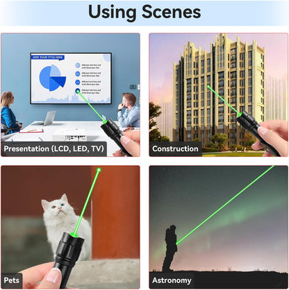 MIPREZT [2 Packs] Rechargeable Professional Green Beam Flashlight Long Distance Range for TV/LED/LCD Screens Tactical Flashlights Presentation Office/Outdoors/Astronomic/Construction 2