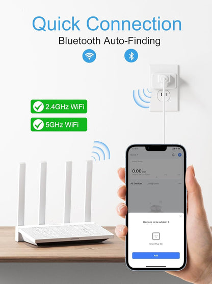 EIGHTREE Mini Smart Plug 5GHz Wi-Fi Compatible, Smart Plugs That Work with Alexa & Google Home &SmartThings, Energy Monitor, Remote Control, Timer & Schedule, Wi-Fi Plugs 15A, 4 Packs