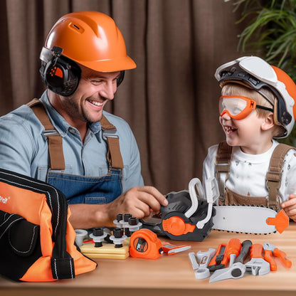 Toy Chainsaw for Kids - Kids Tool Set Pretend Play Construction Toys Kit with Tool Bag, Chainsaw Tool Set Outdoor Preschool Gardening Gift Toys for 3 4 5 Year Old Boys & Girls