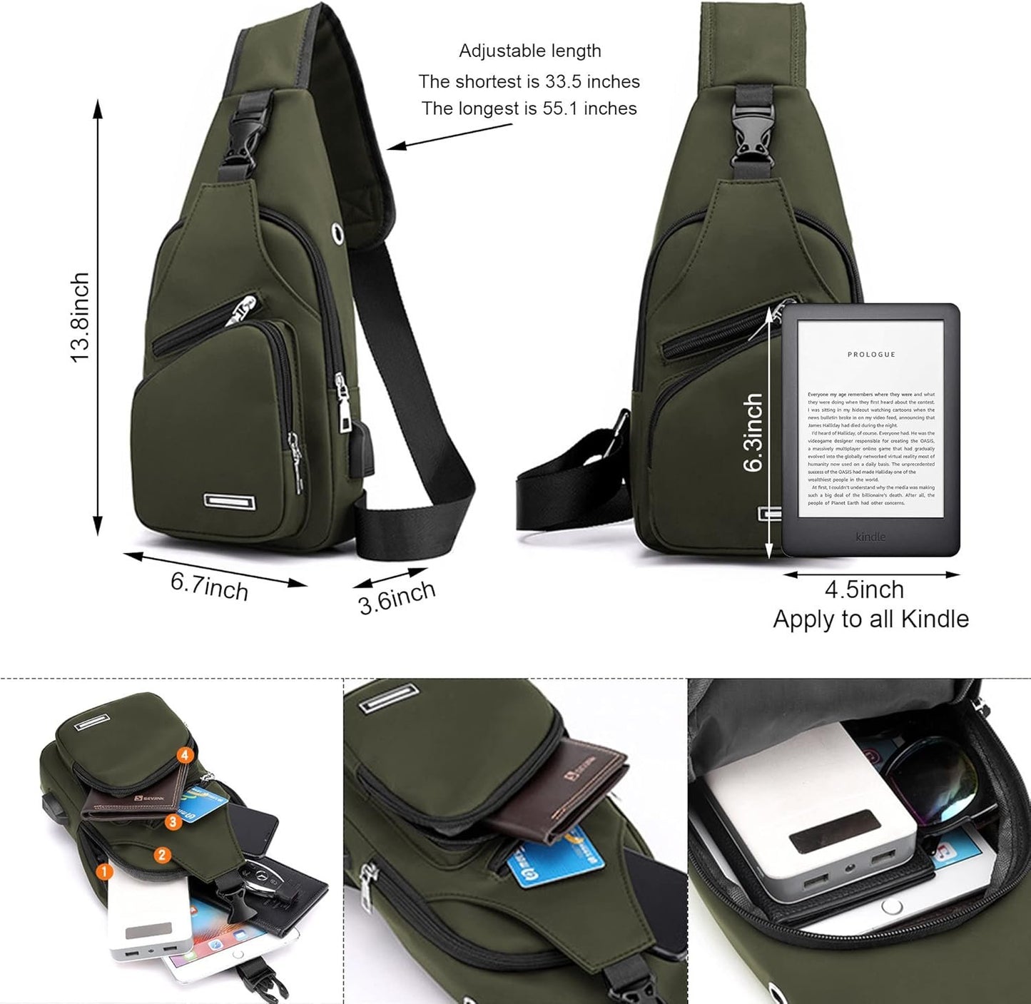 Waterproof Sling Bag Crossbody Backpack for Men Women Sling Backpack Hiking Daypack Multipurpose Cross Body Chest Bag