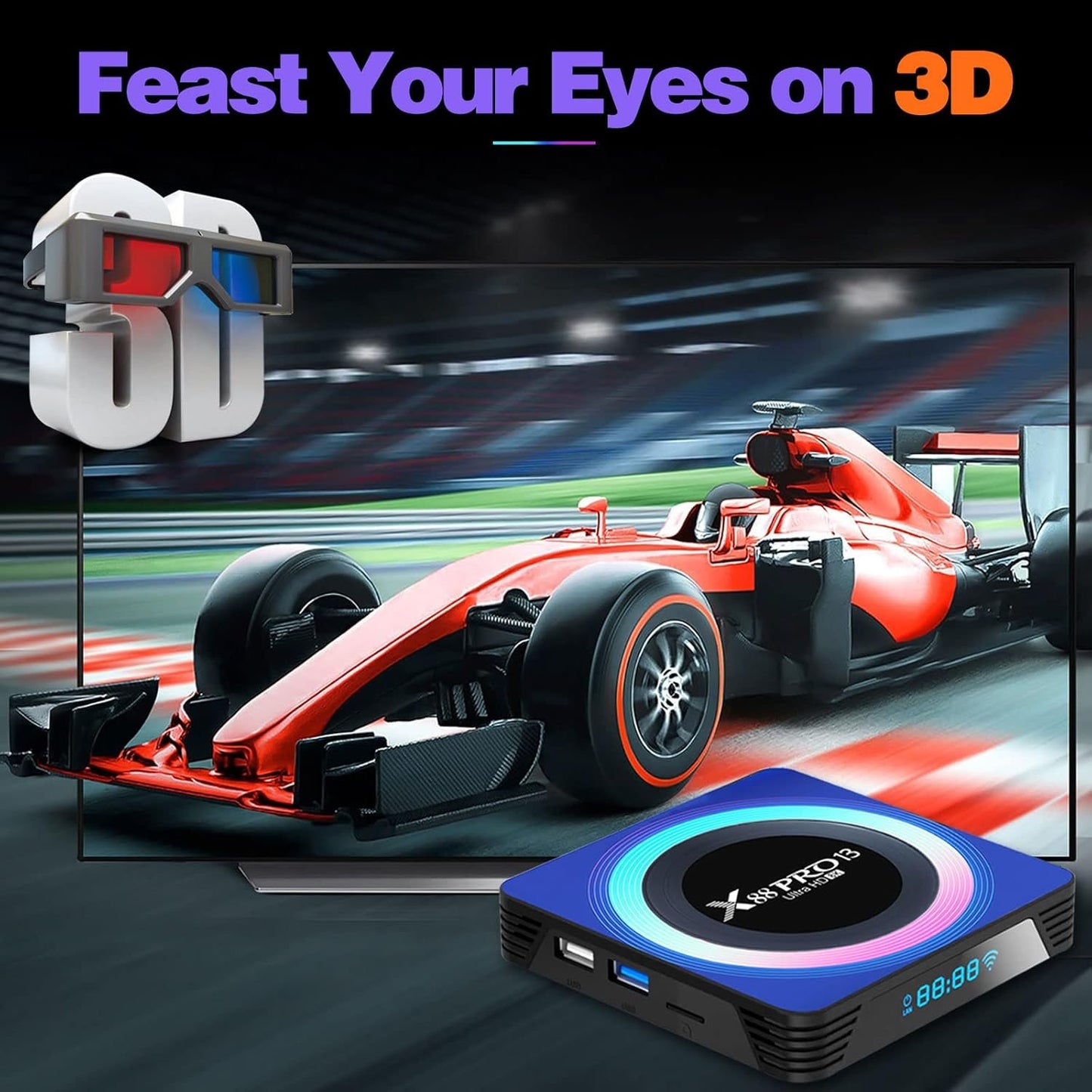 Android TV Box 2025 Android Box 13.0 4GB RAM 32GB ROM 6K TV Box, X88 PRO 13 Tv Box Android RK3528 Quad-Core Support 4K 6K 8K WiFi 6 Dual-WiFi 2.4G/5G HDR BT5.0 USB Smart tv Box with Mini Keyboard