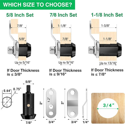 5 Pack Tool Box Lock with Keys, 5/8" RV Storage Lock Keyed Alike, Cabinet Lock Cam Locks for Toolbox Lock Replacement Mailbox RV Compartment Locks with Manual (Black -5 Pack, 5/8 Inch)