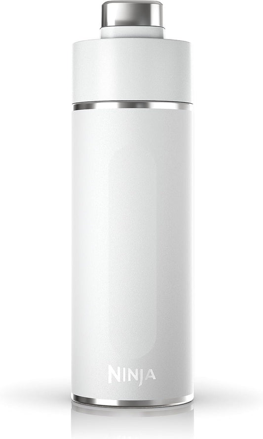 Ninja Thirsti 18oz Travel Water Bottle, for Carbonated Sparkling Drinks, Colder and Fizzier Longer, Leak Proof, 24 Hrs Cold, Dishwasher Safe, Stainless Steel Insulated Tumbler, Cloud White, DW1801WH
