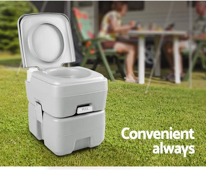Weisshorn Portable Toilet, 20L Camping Toilets Flush Travel Squatty Potty Outdoor Camp Hiking Caravan Car Boating Fishing Gear, 50 Flushes Waste Tank Grey