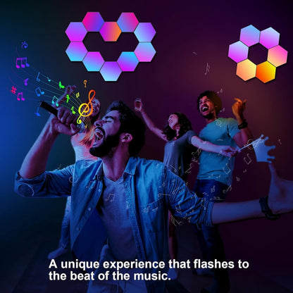 Hexagon LED Lights for Bedroom, Smart Home Gaming LED Wall Lights RGBIC Gaming Room Decor Compatible with Alexa Google Assistant, Voice/App Control, Music Sync, DIY Modular LED Light Panels, 10 Pack