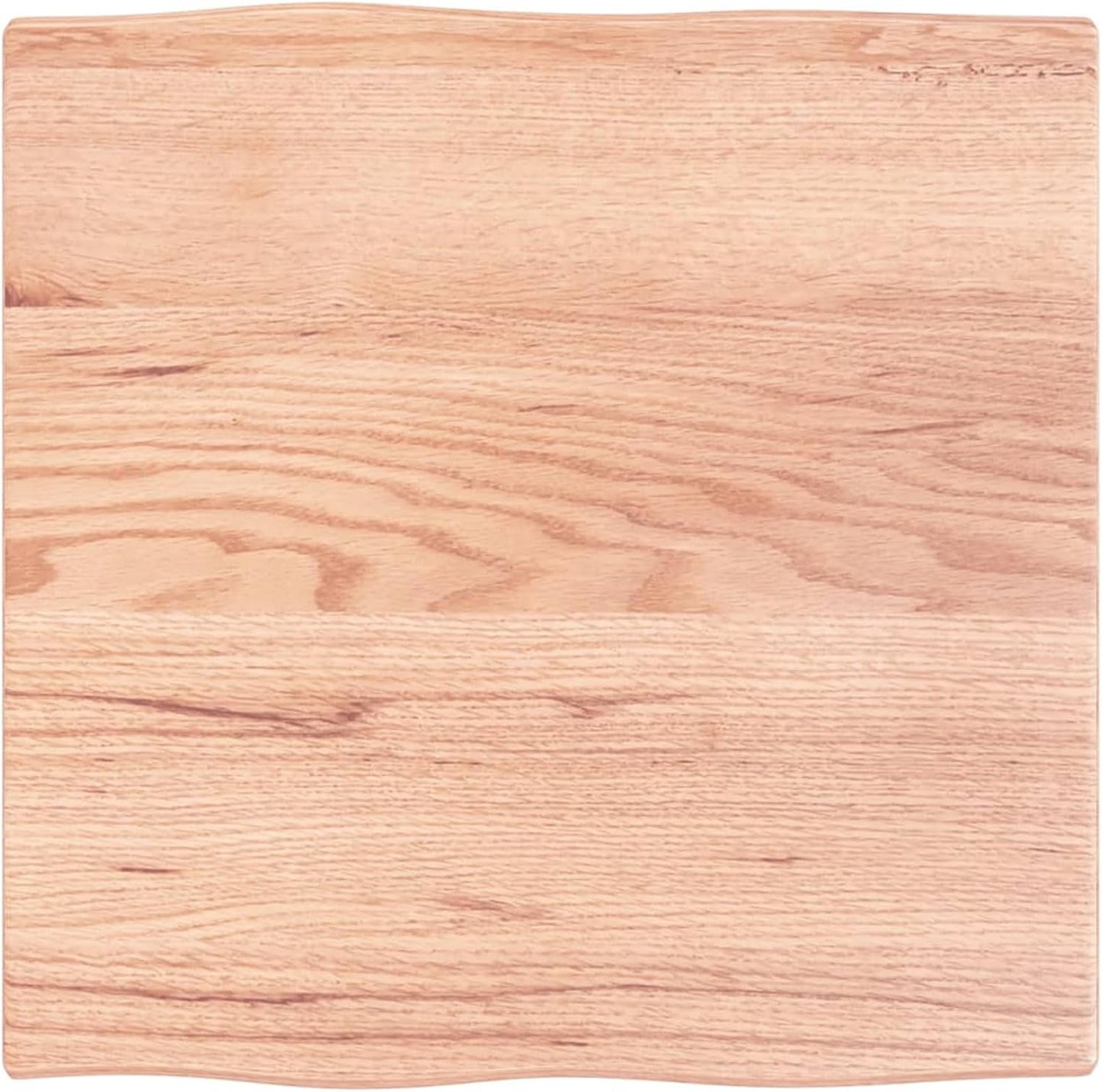 Light Brown Solid Oak Tabletop, 60 x 60 x 2 cm, Live Edge Design, Replacement for Kitchen Coffee Table, Dining Table, Desktop Surface, Durable and Stylish