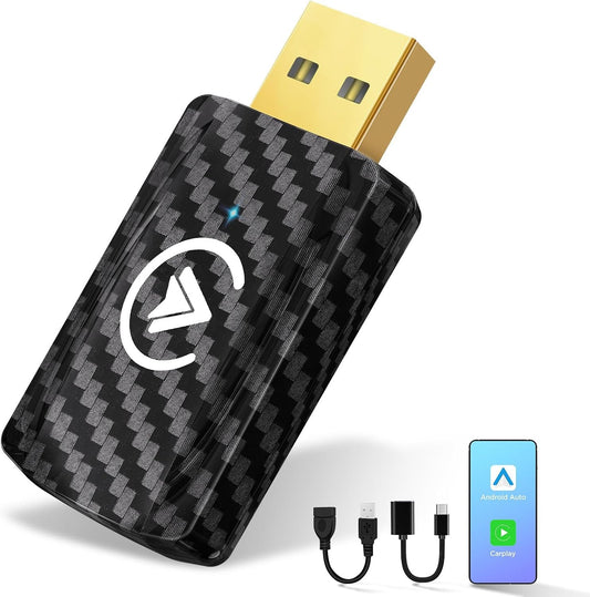 MSXTTLY Wireless Carplay Adapter & Android Auto Wireless 2 in 1, SMT-AC01 Converts Android Auto/Carplay from Wired to Wireless, Supports iOS 10+ and Android 11+, USB C/A, Plug & Play Mini Black