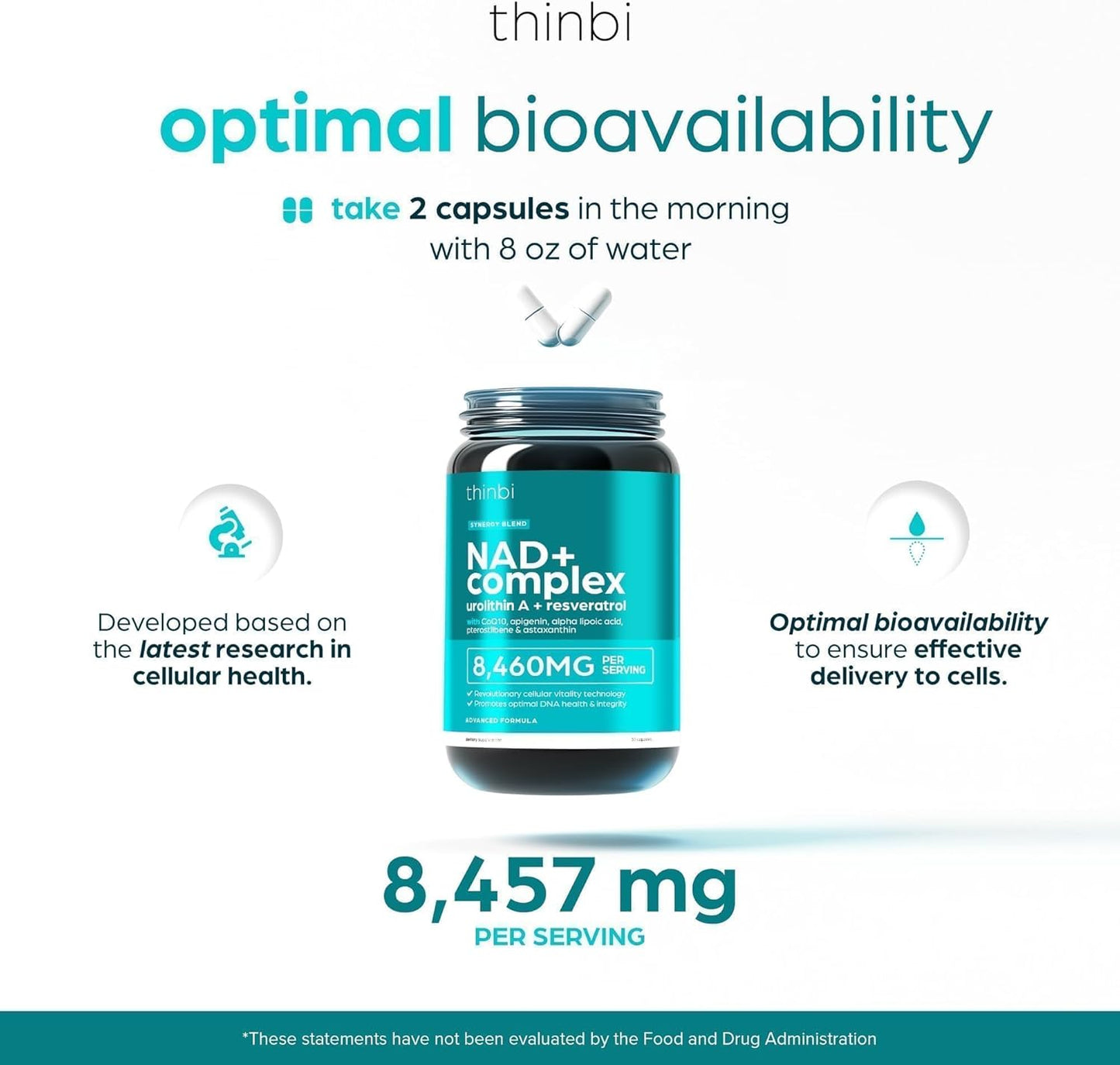 NAD Supplement 8,457 mg Extra Strength NMN Alternative Liposomal, Green Tea + Astaxanthin for Women & Men, Resveratrol, CoQ10, Alpha Lipoic Acid – Energy Anti-Aging,Cell Regeneration –30-Day