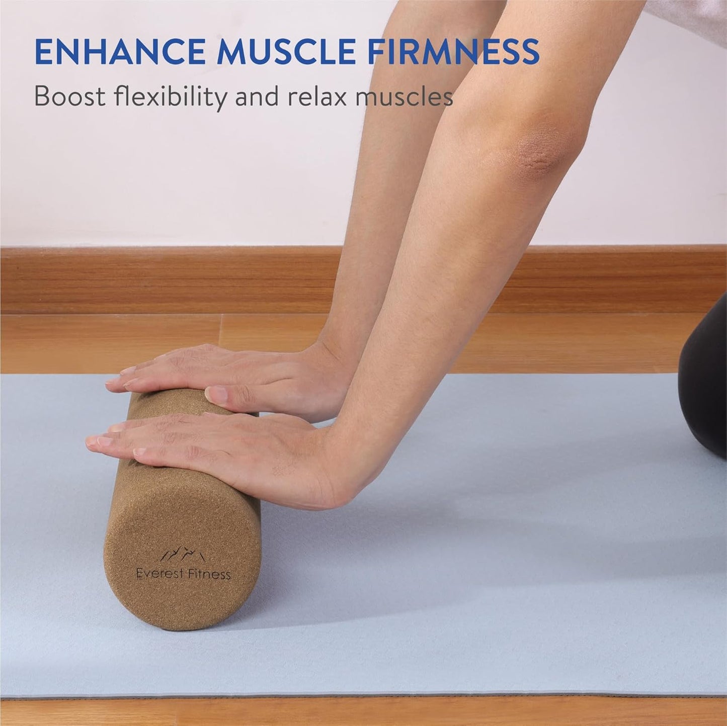 EVEREST FITNESS Muscle Massage Roller 30 cm – Roller Pilates – Cork Roll for Yoga – Massage Roller for Legs Back and Buttocks – Tube for Stretching and Training