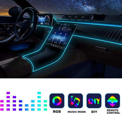 Car Led Strip Lights,Interior Lights,Ambient Lighting Kit With RGB 16 Million Colors Fiber Optics&Music Sync Rhythm,USB Neon Light Accessories for Center Console&Dashboard,Upgraded Version