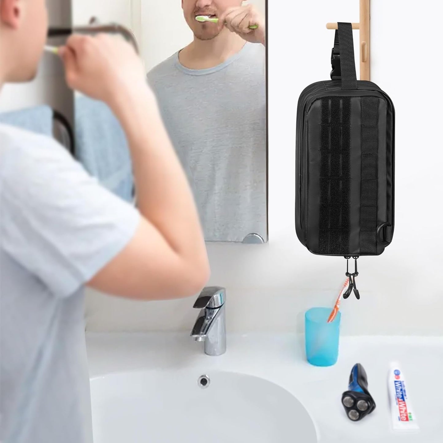 Prokva Men's Toiletry Bag, Tactical Hygiene Bag, Shaving Kit, Toiletry Bag, Large Capacity Toiletry Bag, Black
