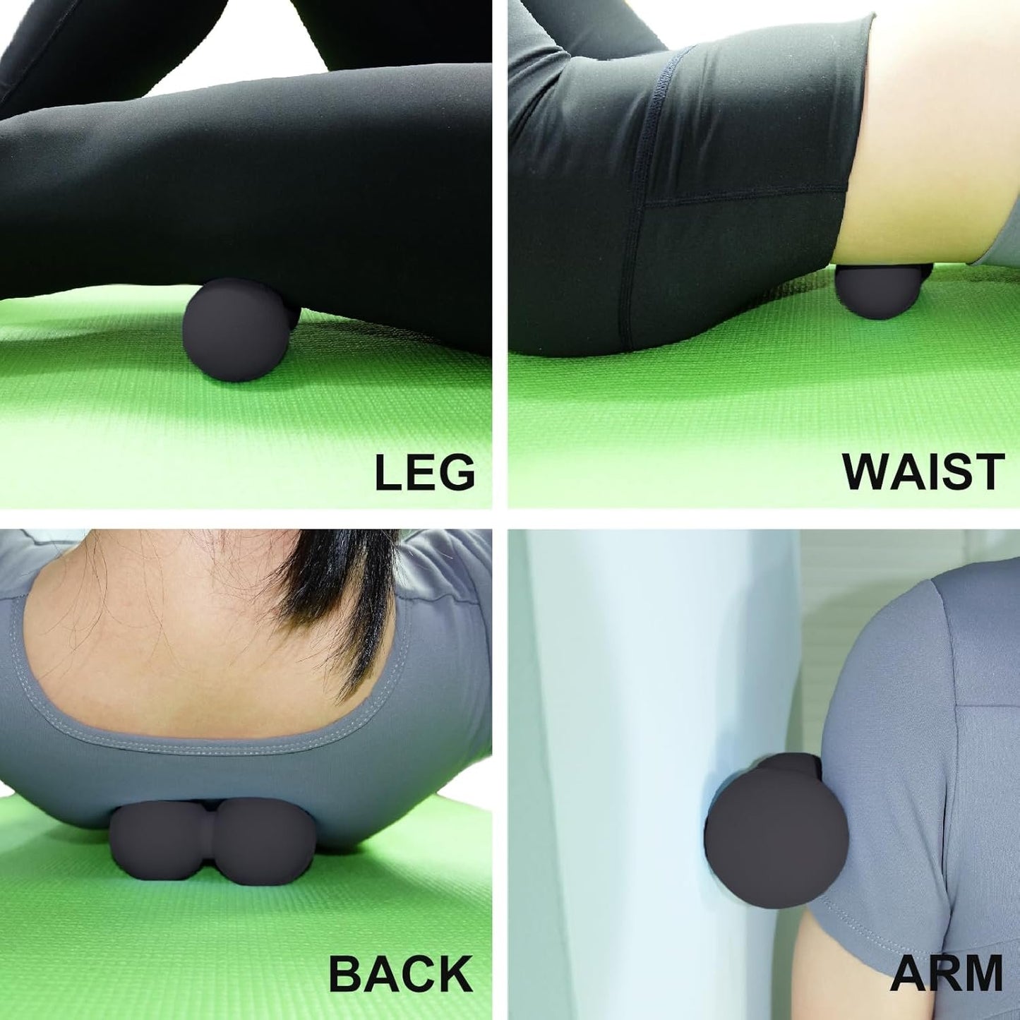 Hard Peanut Massage Ball, Double Lacrosse Massage Ball. Deep Tissue Massager Mobility Roller for Physical Therapy Myofascial Release Trigger Point Muscle Relax Pain Relief Acupressure (Black)