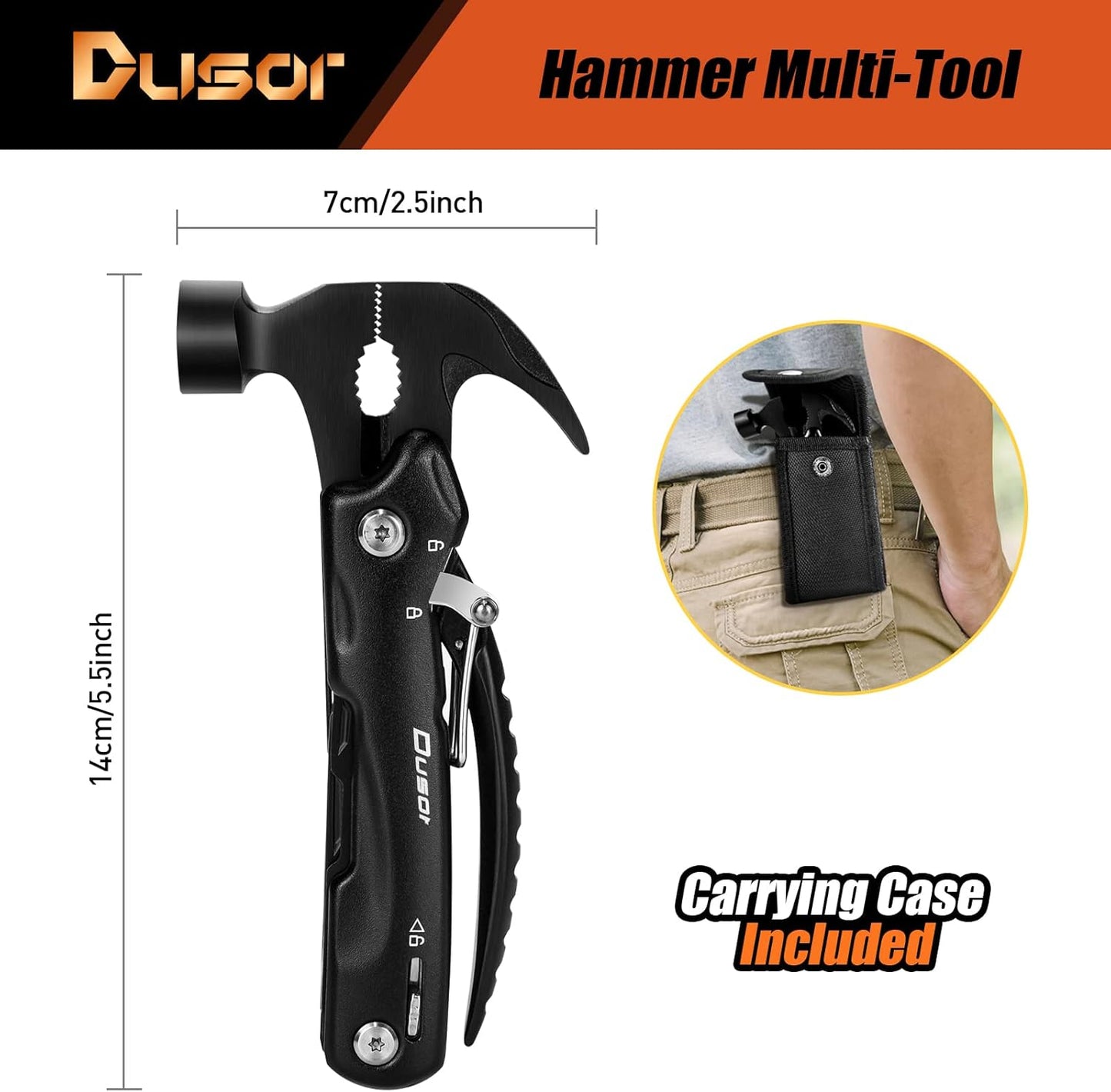 Dusor Father‘s Day Gifts from Daughter Wife Son 12 in 1 Hammer Multitool, Gifts for Men, Birthday Anniversary Father‘s Day Gift for Godfather Boyfriend Husband Him, Gadgets for Men Who Wants Nothing