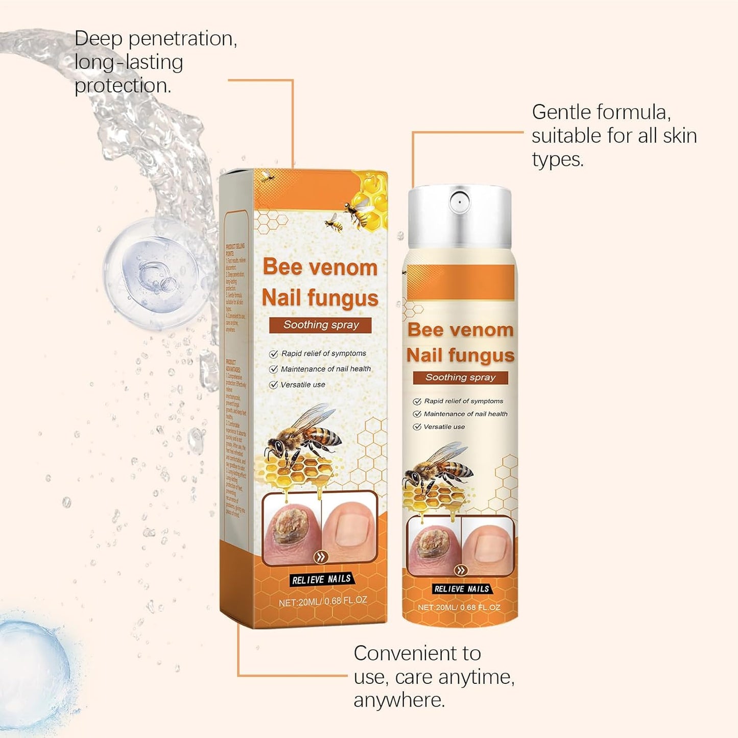 Nail Care Liquid, Nail Repair Renewal Spray Solution, 1.02x1.02x4.06 Inches Portable Bottle, Soothing Toenail for Damaged Nails, Men, Women, Adults, Easy to Use