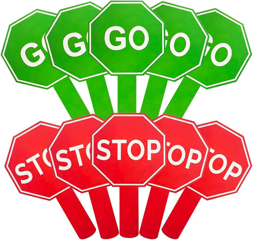 Handheld Stop Sign, 10 doppio-laterale di Warning Paddles, 9,84 x 5,91 x 0,39 Inches Waterproof Street Safety Signs with Handle, Teaching Tool for Kids, School Bus Parking, Classroom