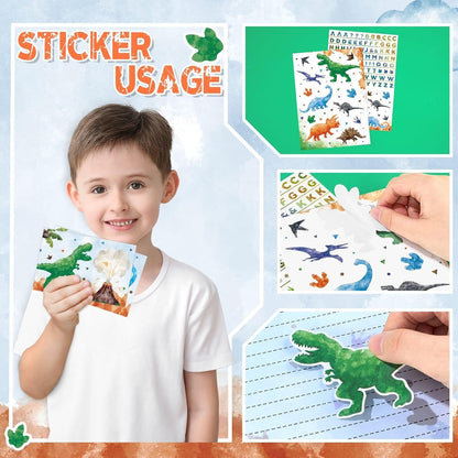 Kids Dinosaur Letter Writing Kit - Boys Stationery Set with Envelopes, Stickers, School Gift Set