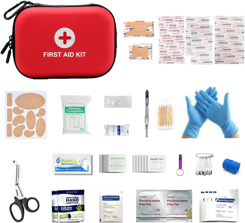 First Aid Kit, 109 Piece with Waterproof Case, for Car Accessories, Home Essentials, Travel, Camping, Hiking, Outdoor Gear
