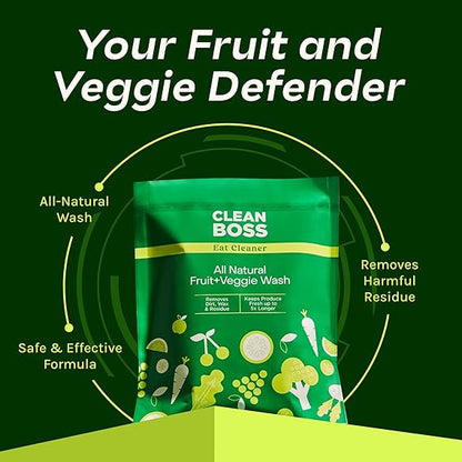 CleanBoss Eat Cleaner Fruit + Veggie Wash Powder - 3 lbs - Removes Harmful Residue - Keeps Produce Fresh Up to 5X Longer - Vegan, Gluten Free
