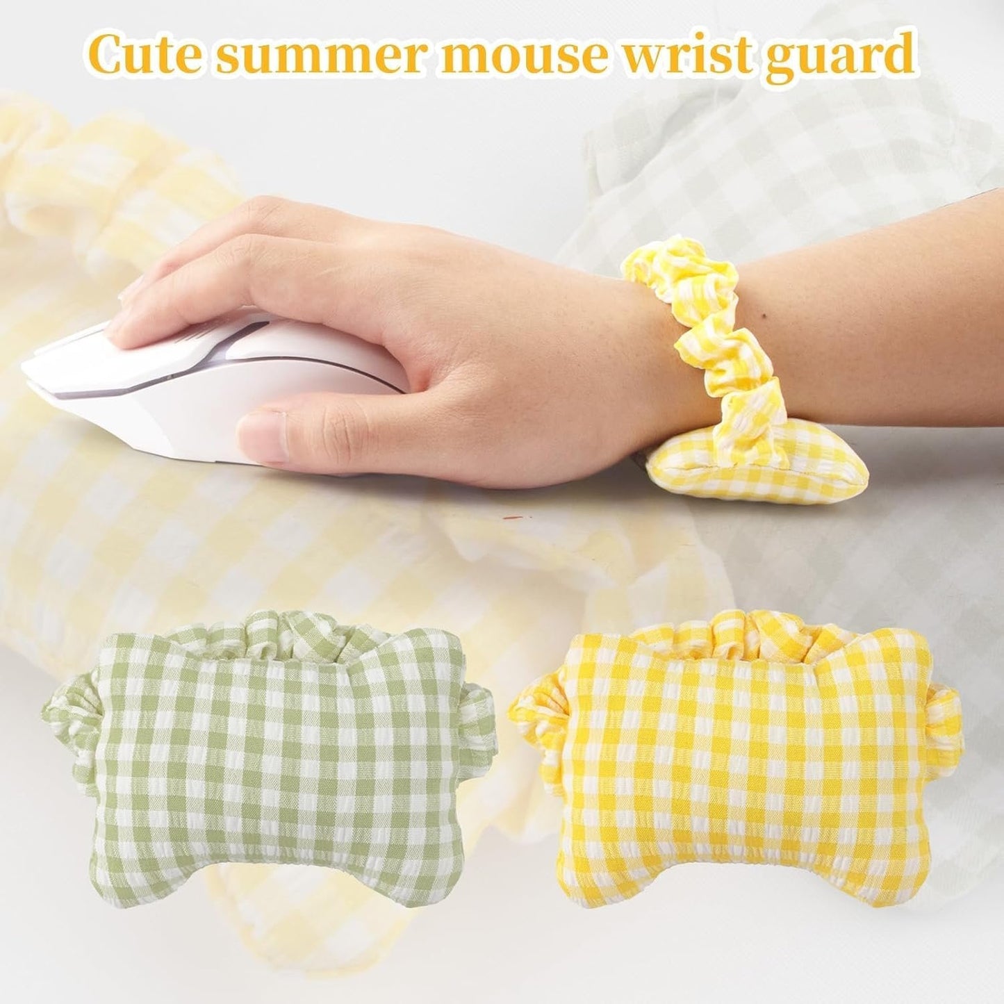 2PCS Wrist Rest for Mouse, Ergonomic Memory Foam Mouse Wrist Rest & Hand Rest for Mouse Summer, Small Non-Slip Base for Typing Pain, Mouse Pad Cushion for Office, Home, Gaming, Computer, Yellow/Cyan