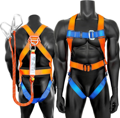 Full Body Safety Harness Tool Fall Protection with D-Rings and Waist Belt,Universal Personal Protective Equipment ANSI/ASSE OSHA/ANSI