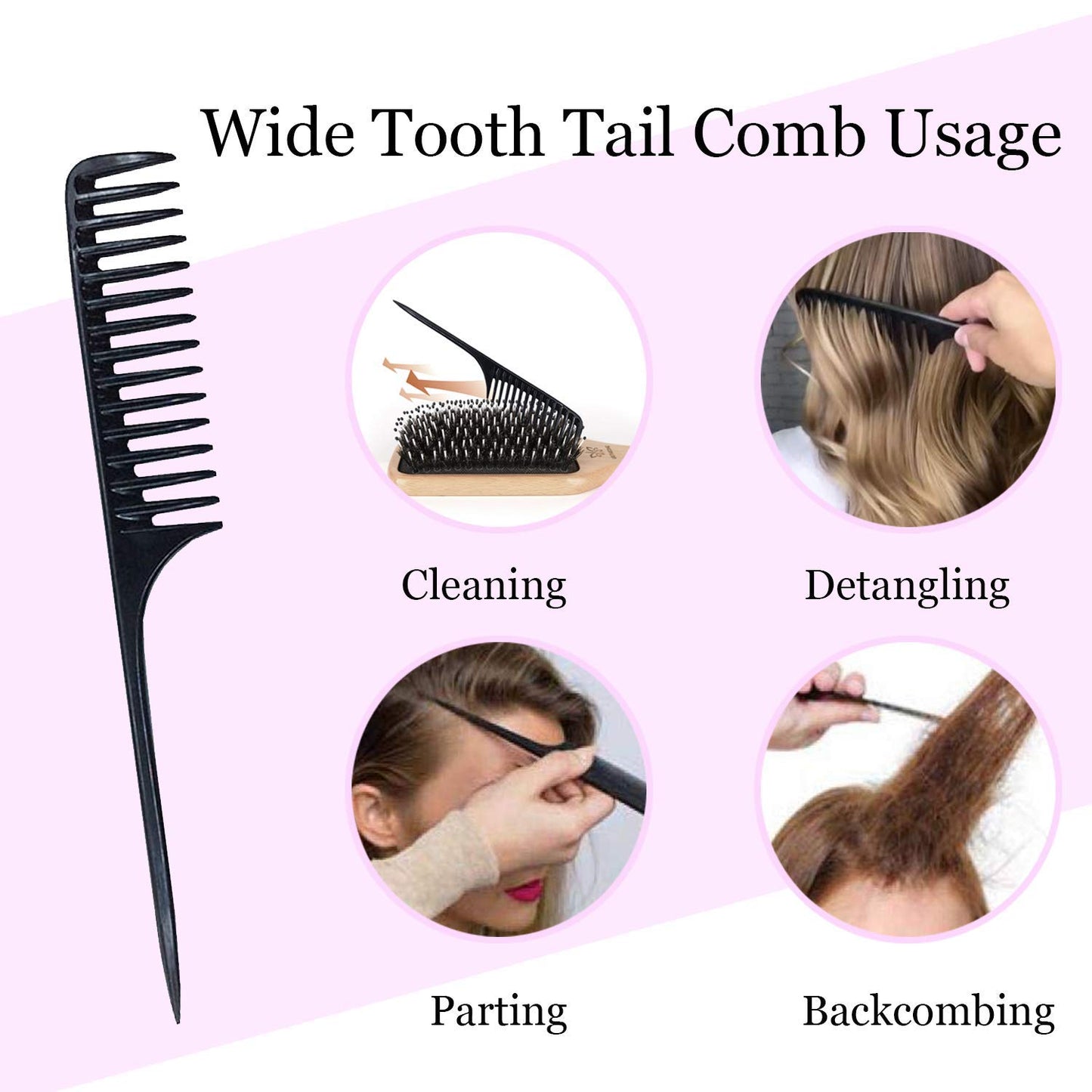 Boar Bristle Hair Brush and Comb Set for Women Men Kids, Best Natural Wooden Paddle Hairbrush and Small Travel Styling Brush for Wet or Dry Hair Detangling Smoothing Massaging