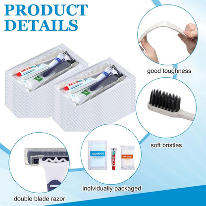 Suclain 96 Pack of Bulk Hygiene Kit for Homeless Travel Size Toiletries Bulk Dental Hygiene Kit Homeless Care Package Supplies for Travel Cleaning Charity Hotel Hospital Industries