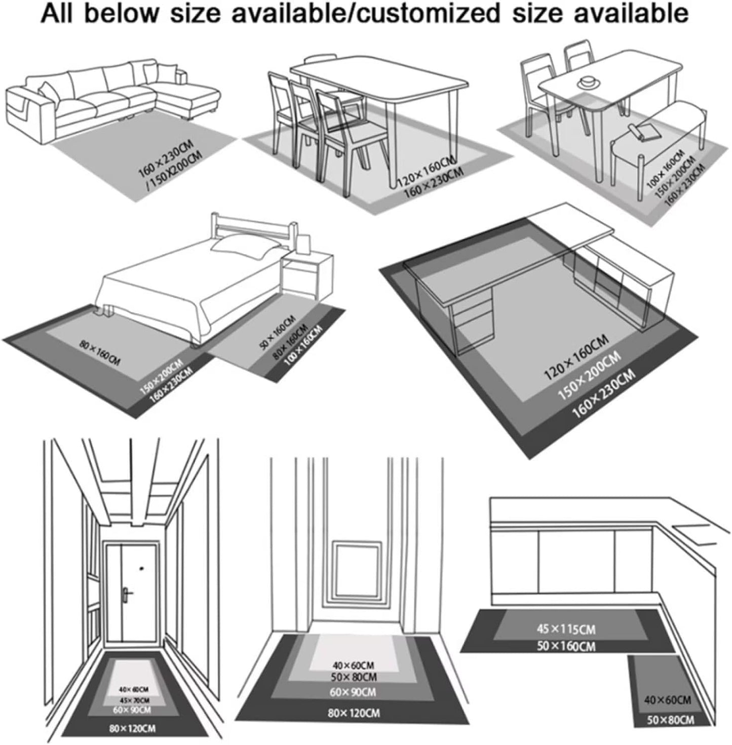 RUGMRZ Rug Chair Gaming Rug for Gym, Children, Rectangular Colour, Living Room, Rug, Casual Accessories, Suitable for Dining Rooms Without Harming the Floor Treadmill Rug, 160 x