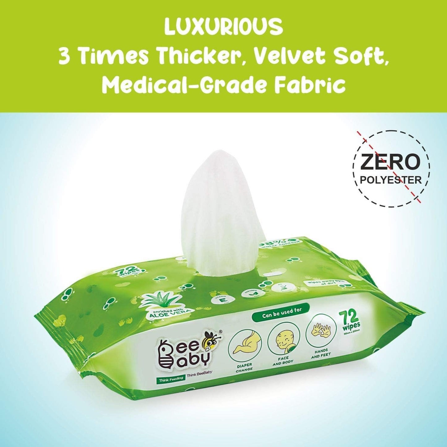Bee.Baby. Fresh Aloe Vera Baby Wet Wipes - 1 Pack of 72 Pieces