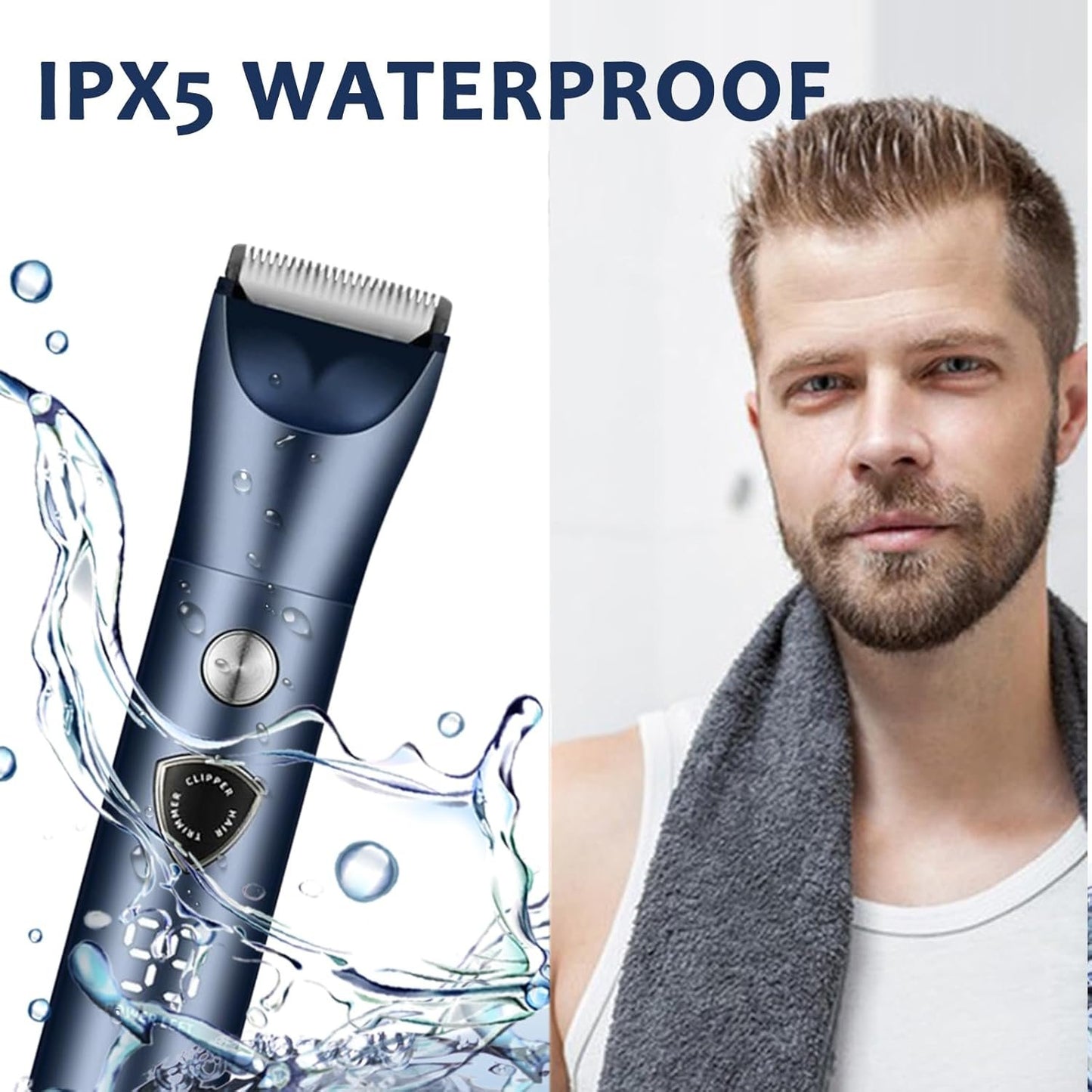 LAIKME Body Hair Trimmer for Men - Electric Male Hygiene Grooming Shaver - Hair Razor Nose Trimmer Clippers - 3 in 1 Groin Groomer IPX5 Waterproof LED Display Remover for Chest Back Armpit
