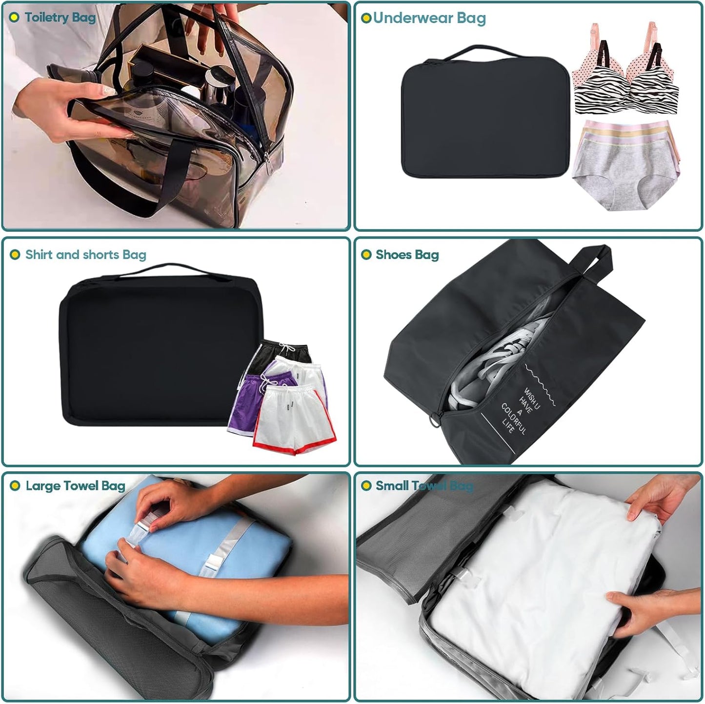 HOXFAZIR Packing Cubes for Suitcase Travel Luggage Packing Organizers Travel Carry On 10 Set