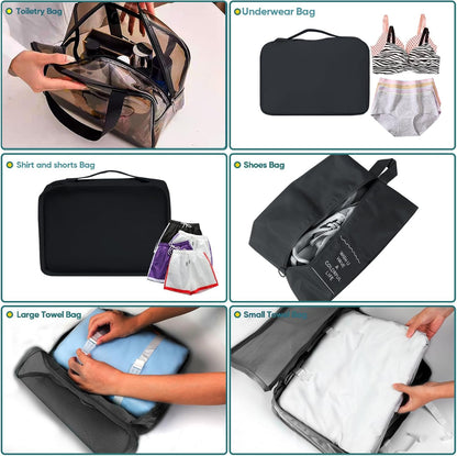 HOXFAZIR Packing Cubes for Suitcase Travel Luggage Packing Organizers Travel Carry On 10 Set