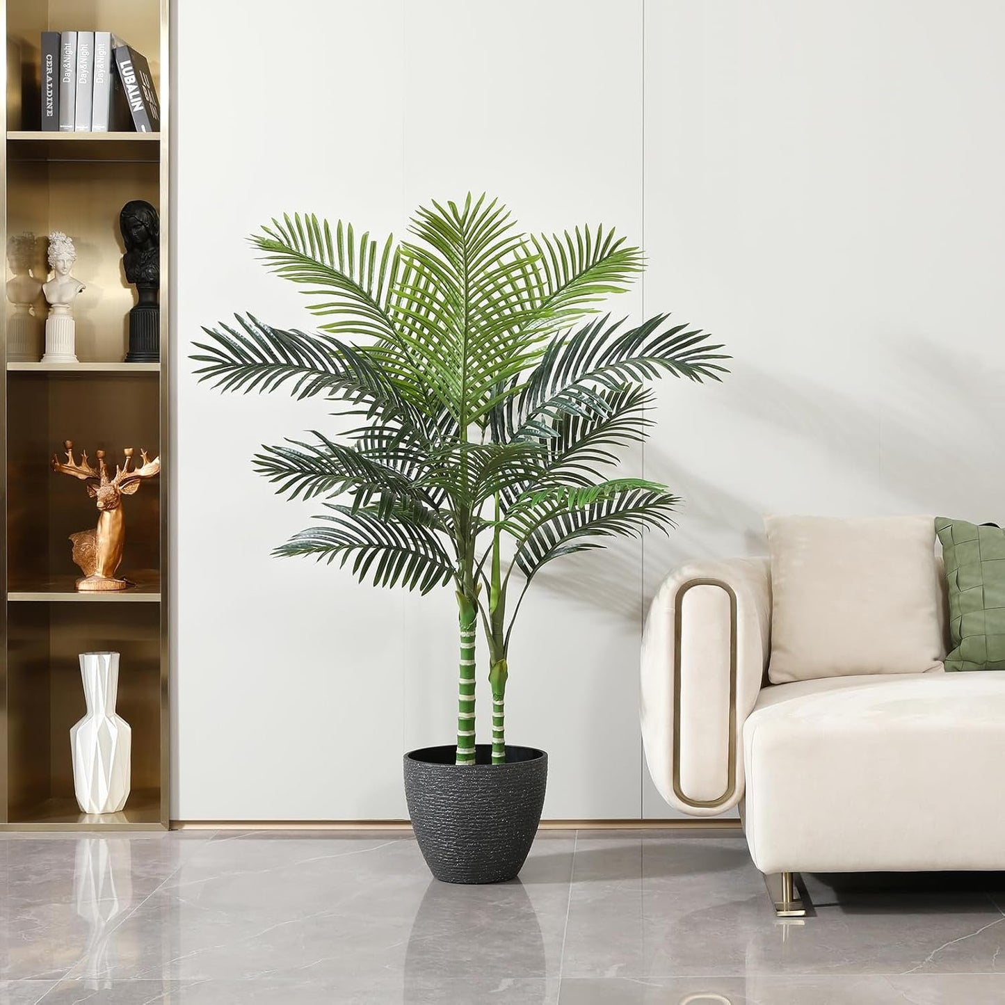 OAKRED Artificial Golden Cane Palm Tree,5FT Tall Fake Plant Faux Palm Plants for Indoor,Artificial Plants for Office Home Living Room Patio Decor