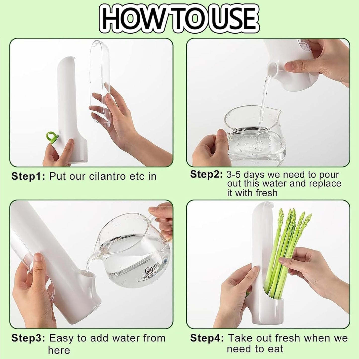 WADY 3 pcs Herb Keeper, Herb Saver for Refrigerator, Herb Storage for Cilantro,Parsley, Keeps Vegetables Fresh, Vegetable fresh keeping Bottle, Keeps Vegetables Fresh (Black)