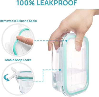 Vtopmart 8 Pack Glass Container Food Storage, Glass Meal Prep Containers with Lids, Airtight Glass Bento Boxes with Leak Proof Locking Lids, for Microwave, Oven, Freezer and Dishwasher