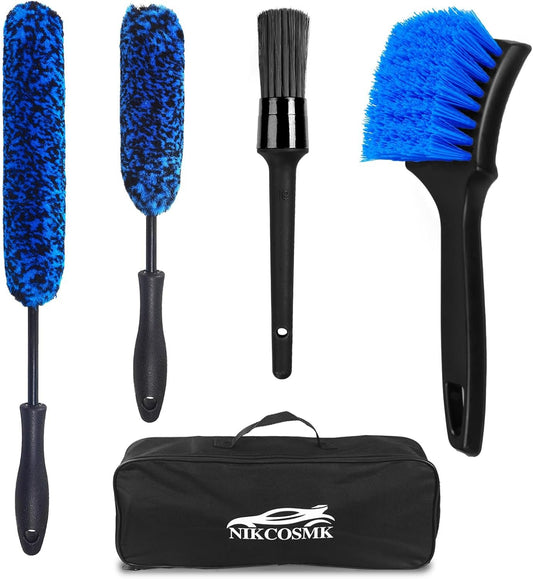 NIKCOSMK Wheel Brush, Wheel & Rim Cleaner Brush, Tire Brush, Wheel Cleaning Brush, Bendable & Durable Car Wheel Brush Set, Car Detailing Brushes, Wheel Brushes for Cleaning Wheels