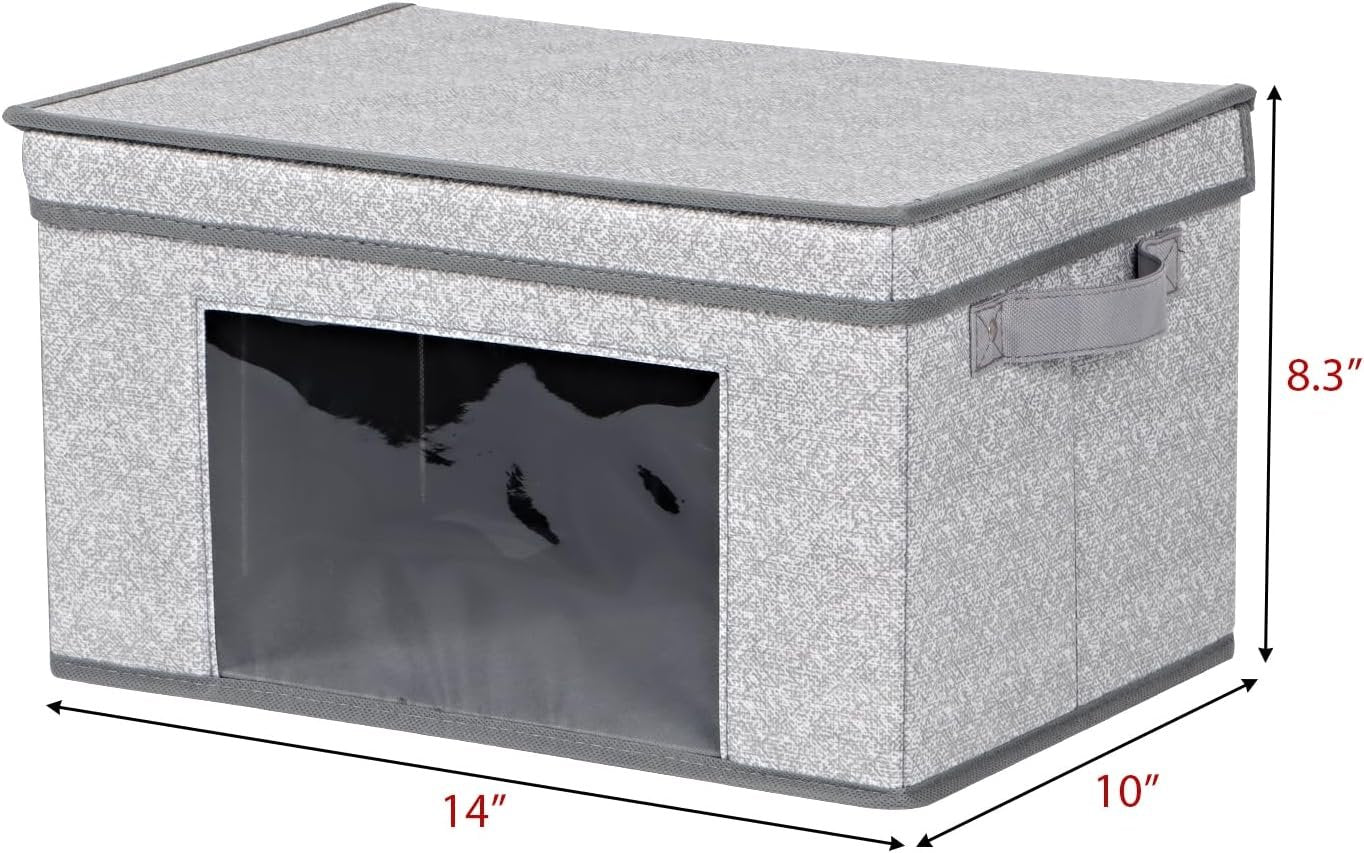 Univivi 4PC Fabric Storage Bins with Lids 14 inch Collapsible Storage Bins Stackable Organization Baskets for Home,Closet