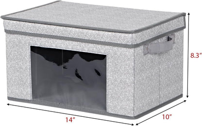 Univivi 4PC Fabric Storage Bins with Lids 14 inch Collapsible Storage Bins Stackable Organization Baskets for Home,Closet