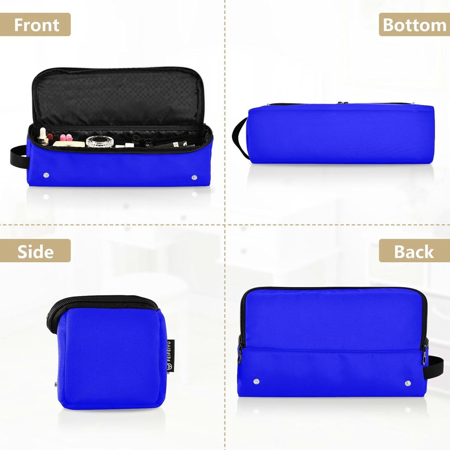 Custodia da viaggio per ferro arricciacapelli 2 in 1 blu brillante con tappetino in ferro impermeabile organizer da viaggio per strumenti caldi e accessori per la cura dei capelli portatili essenziali