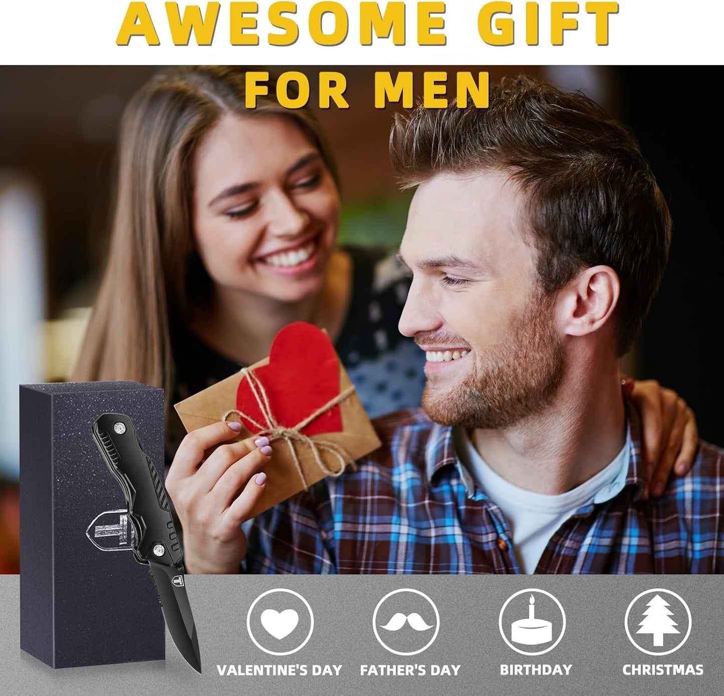 Pocket Knife Multitool, Gift for Men Him Dad Husband, Christmas Stocking Stuffers, Anniversary Birthday Gifts Idea for Boyfriend Man Women, Cool Gadgets for Outdoor Survival, Camping Accessories