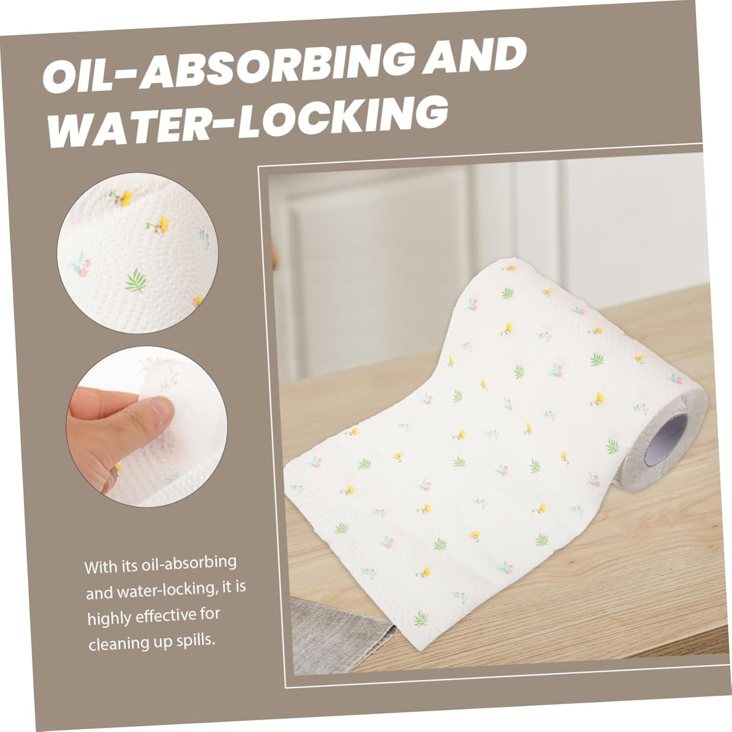 Gatuida 1 Roll Convenient Kitchen Paper Towels Absorbent Durable Water Locking Random Printed Design for