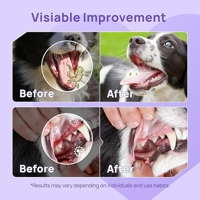 HICC PET Oral Care Spray for Dogs and Cats, Pet Breath Dental Care Spray, Dog Gingivitis Treatment, Fight Bad Breath Caused by Plaque and Gum Redness, Dog Tooth Brushing Kit, 5.1 Fl Oz