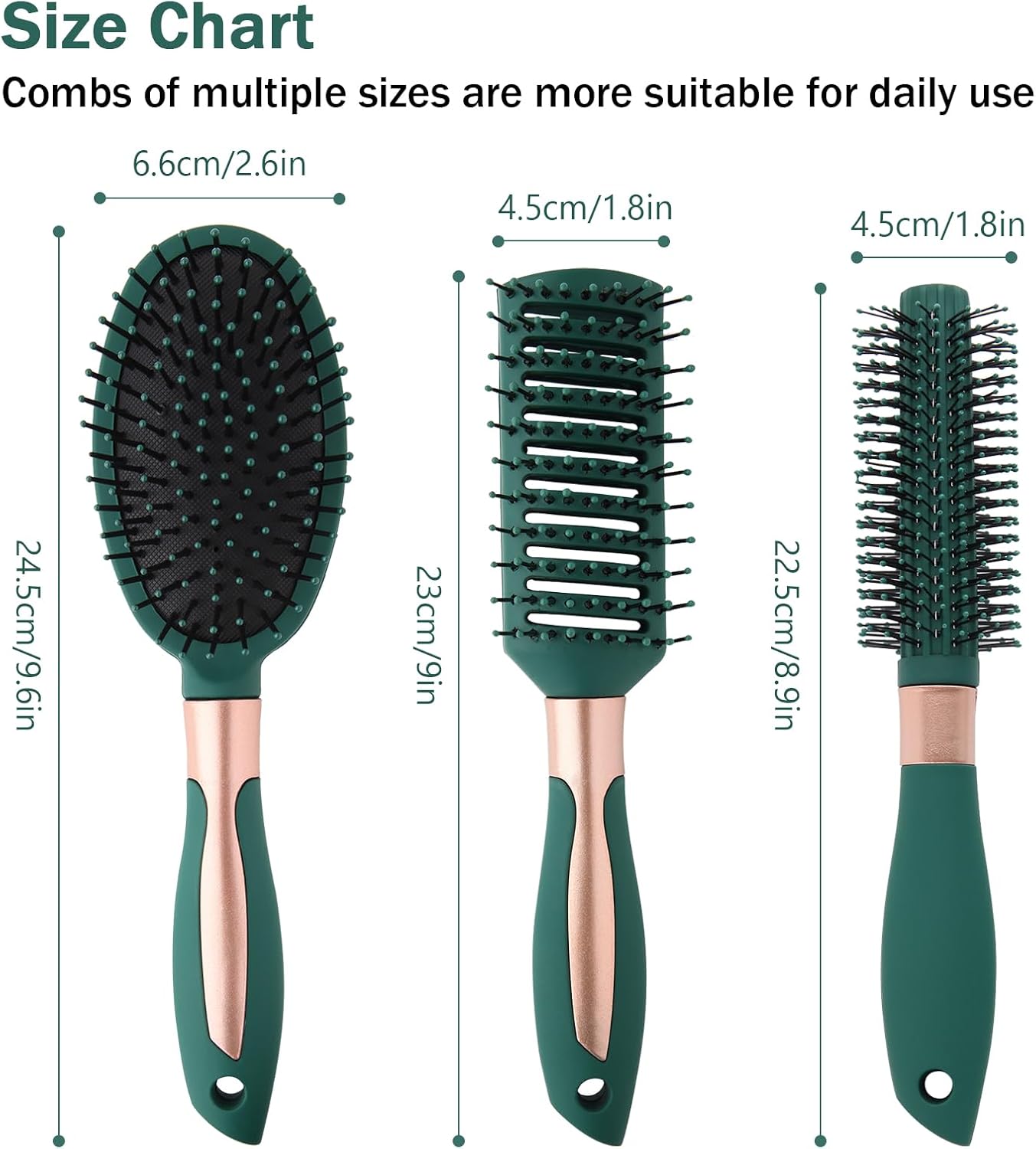 Hair Brush Set for Women Antistatic Massage Oval Air Cushion Hair Brush Round Detangling Hair Brush with Long Handle for Wet and Dry Men
