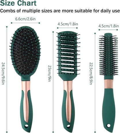 Hair Brush Set for Women Antistatic Massage Oval Air Cushion Hair Brush Round Detangling Hair Brush with Long Handle for Wet and Dry Men