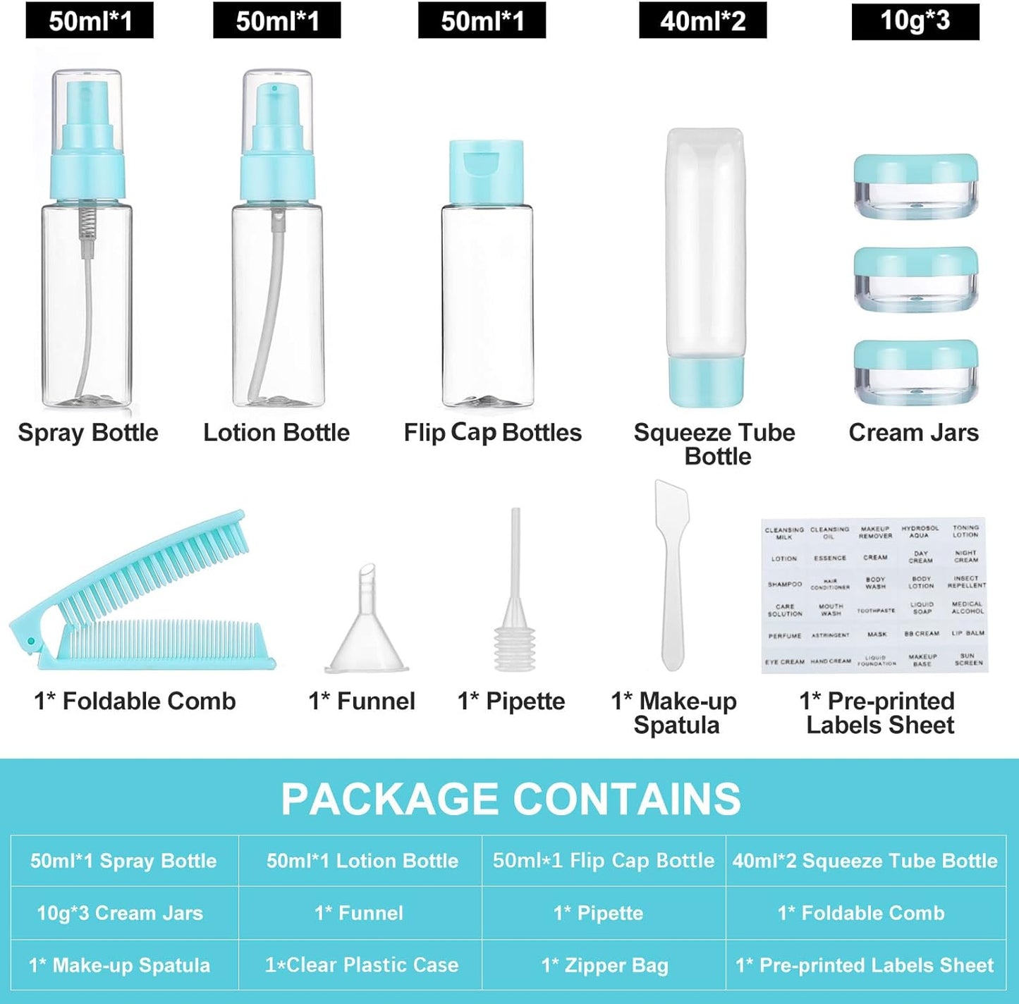 Tsa Approved Travel Toiletry Bottles Leakproof Containers Kit (BPA FREE) Travel Accessories Travel Bottles 12 Count Green-12