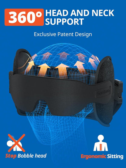 SARISUN Airplane Pillow, Upgrade Travel Pillow for Airplane with Eye Mask, Noise Reducing, 360° Support Stop Bobble, Neck Pillows for Sleeping Travel, Long Flight Travel Essentials, Black