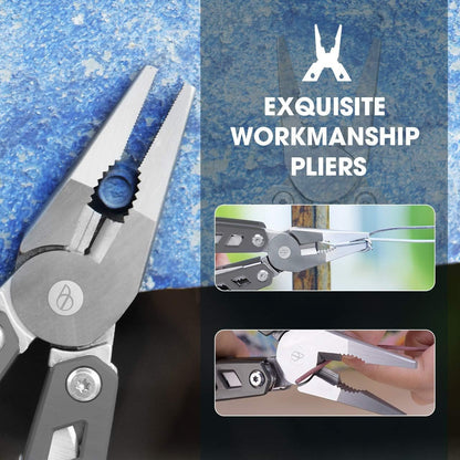Gift for Him, BIBURY Multitool Pliers,Titanium 21-in-1 Multi-Purpose Pocket Knife Pliers Kit, 420 Durable Stainless Steel Multi-Plier Multi-Tool for Survival, Camping, Hunting, Fishing and Hiking