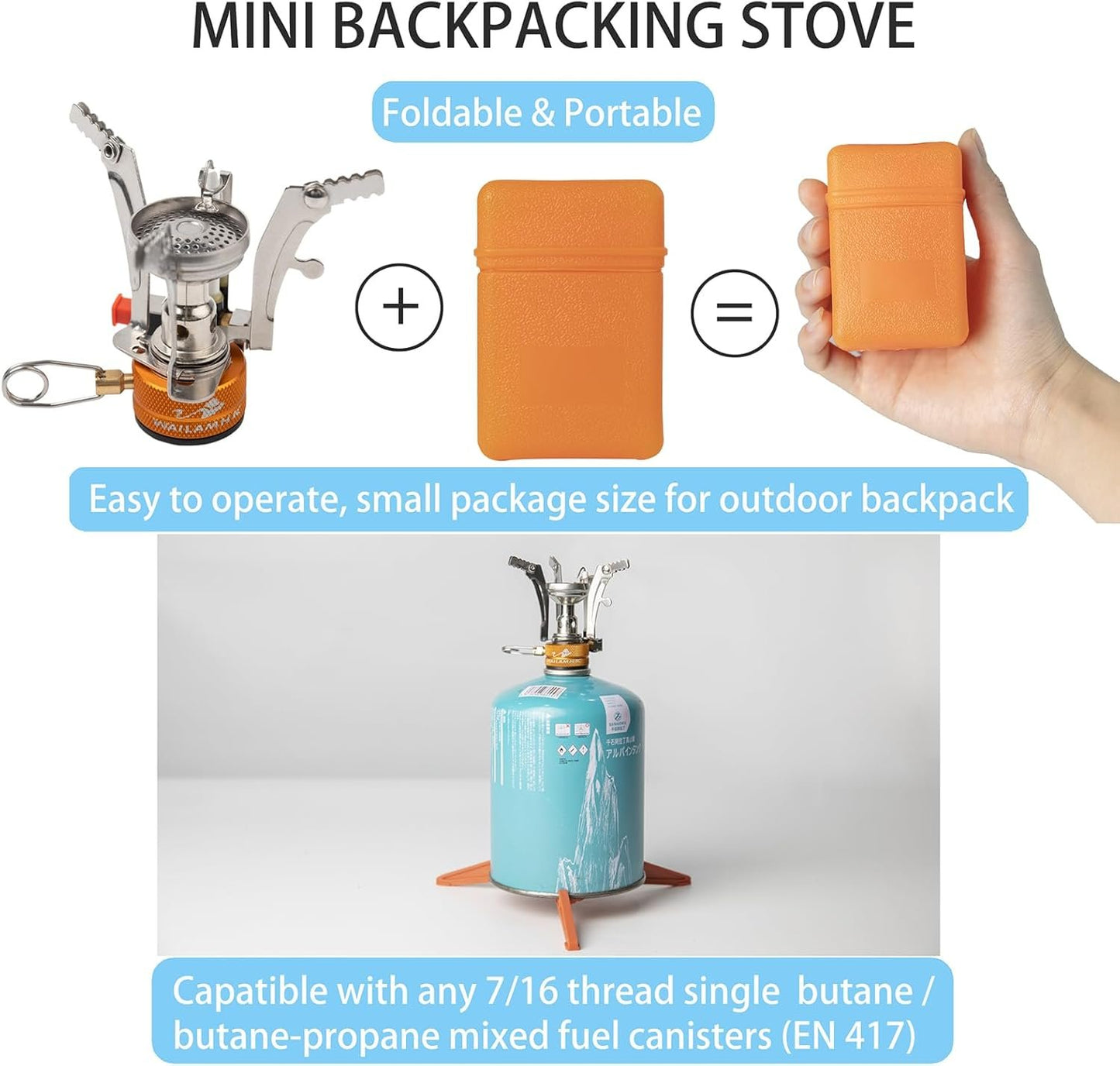 WAILAMHK 14pcs Camping Cookware Mess Kit with Lightweight Pot, Stove, Spork and Carry Mesh Bag, Great for Backpacking Outdoor Camping Hiking and Picnic