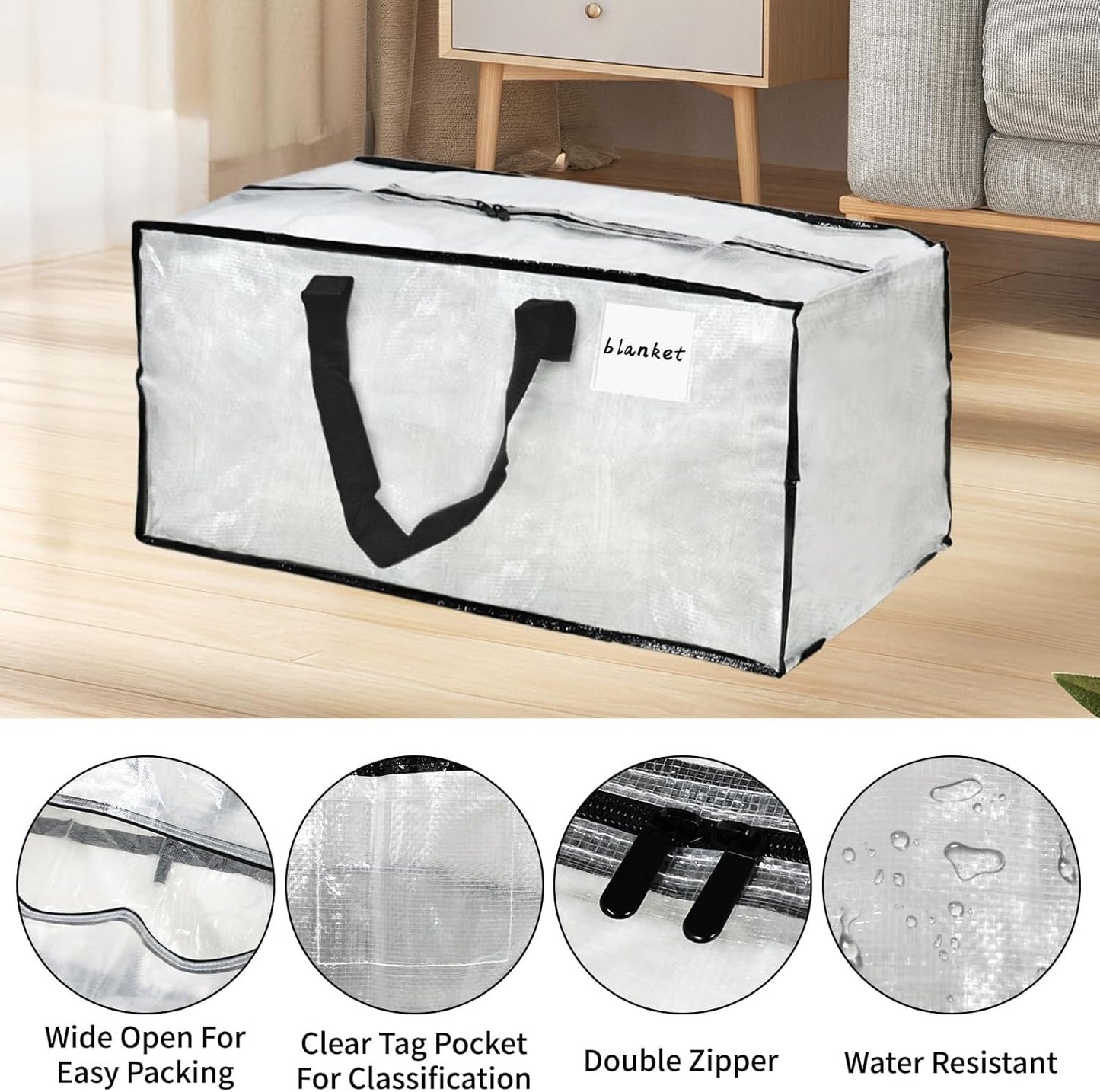 Heran 8 Pack Extra Large Moving Bags with Backpack Straps & Carrying Handles, 92L Heavy Duty Storage Bags with Zippers, Alternative to Moving Boxes, Storage Totes for Clothing Blankets Space Saving