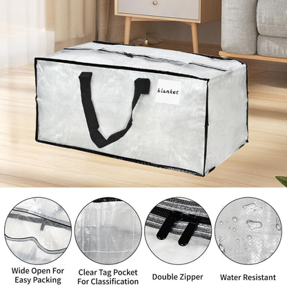 Heran 8 Pack Extra Large Moving Bags with Backpack Straps & Carrying Handles, 92L Heavy Duty Storage Bags with Zippers, Alternative to Moving Boxes, Storage Totes for Clothing Blankets Space Saving
